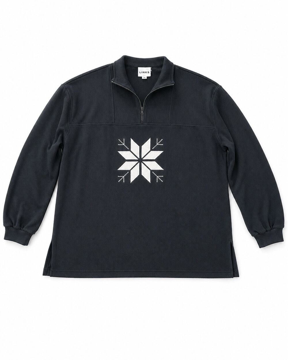 Links USA Black Quarter Zip Snowflake Embroidered Pullover Sweater Women’s S
